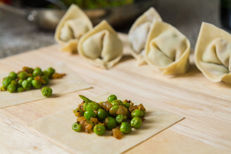 Carrot Ginger Soup with Pea Dumplings by Indiaphile.info