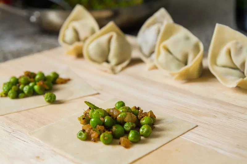 Carrot Ginger Soup with Pea Dumplings by Indiaphile.info