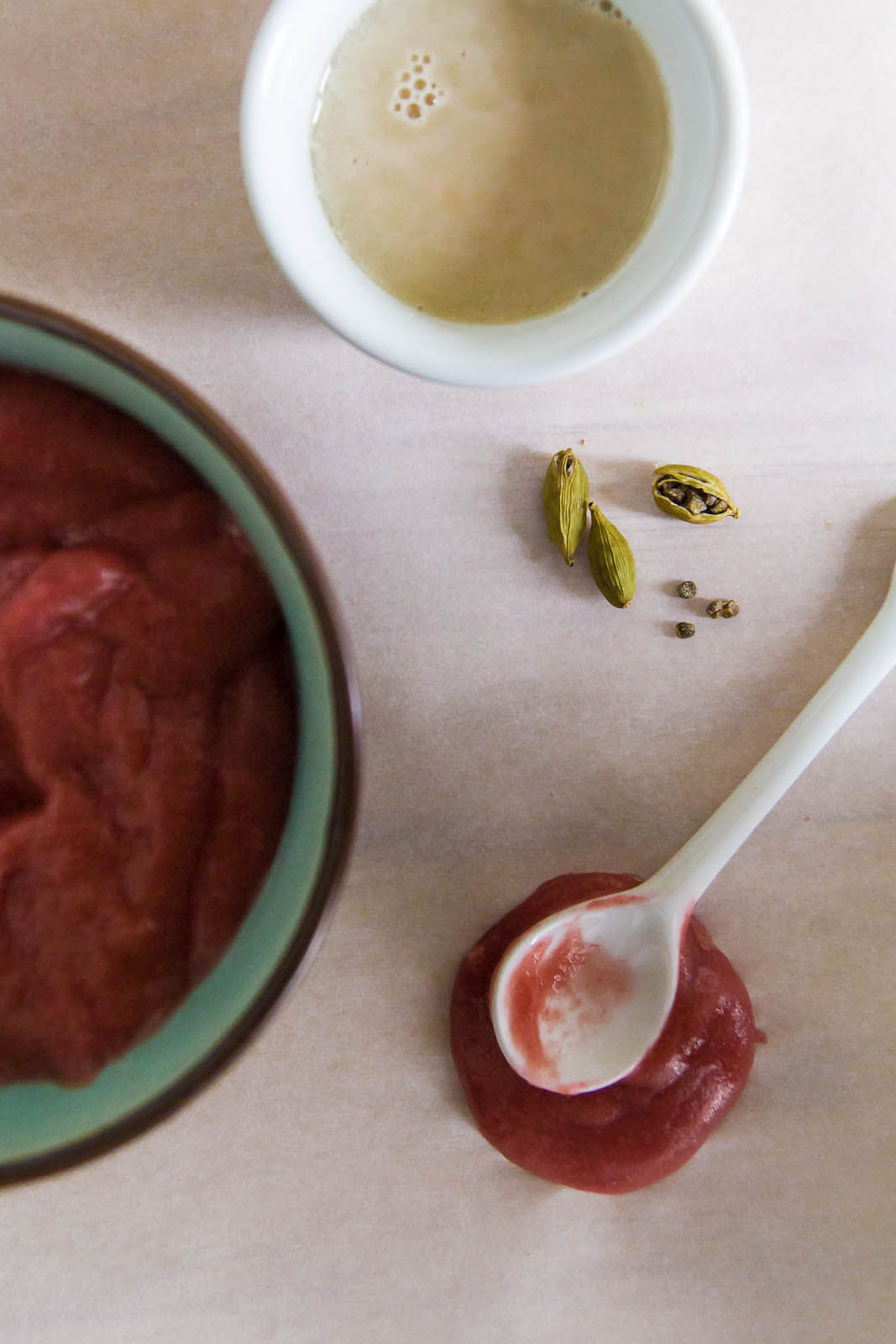 Rhubarb Jalebi in Cardamom Syrup by Indiaphile.info