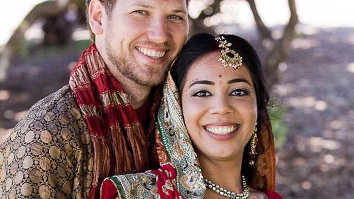 Steve and Puja on their wedding day