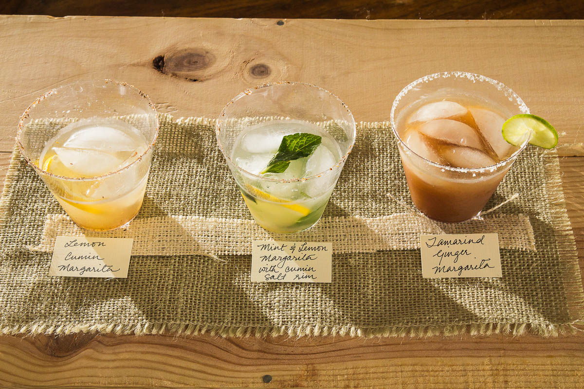 Lemon-Cumin Margarita, Mint-Lemon Cumin Margarita, Ginger Tamarind Margarita