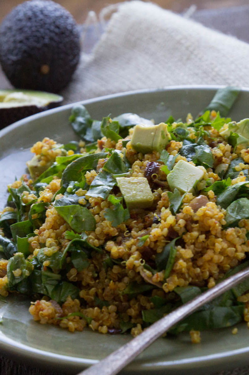 Curried Quinoa with Spinach and Avocado