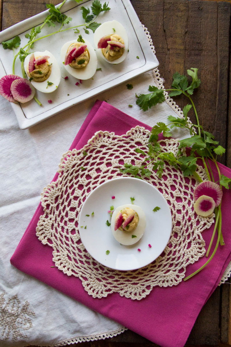 Garam Masala Deviled Eggs by Indiaphile.info