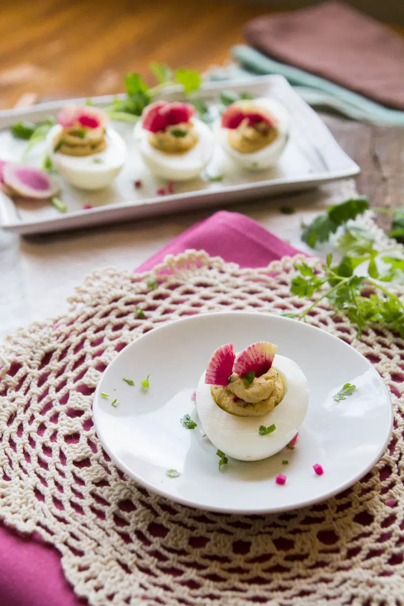 Garam Masala Deviled Eggs by Indiaphile.info