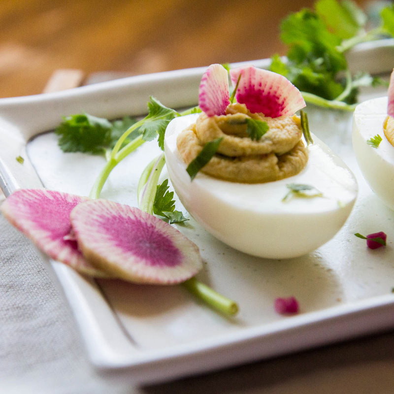 Garam Masala Deviled Eggs by Indiaphile.info