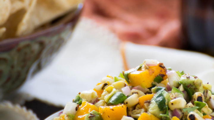 Mango Avocado Salsa with Flame Grilled Corn.