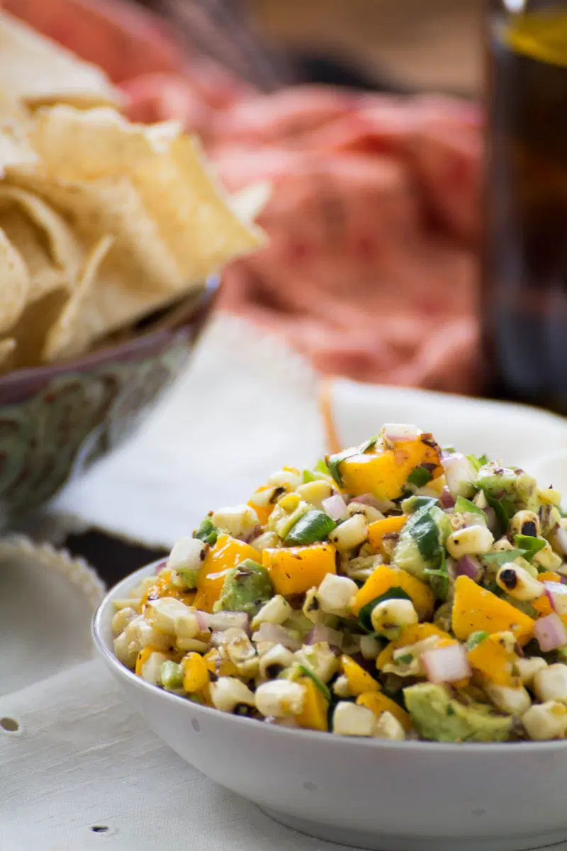 Mango Avocado Salsa with Flame Grilled Corn. Recipe by indiaphile.info