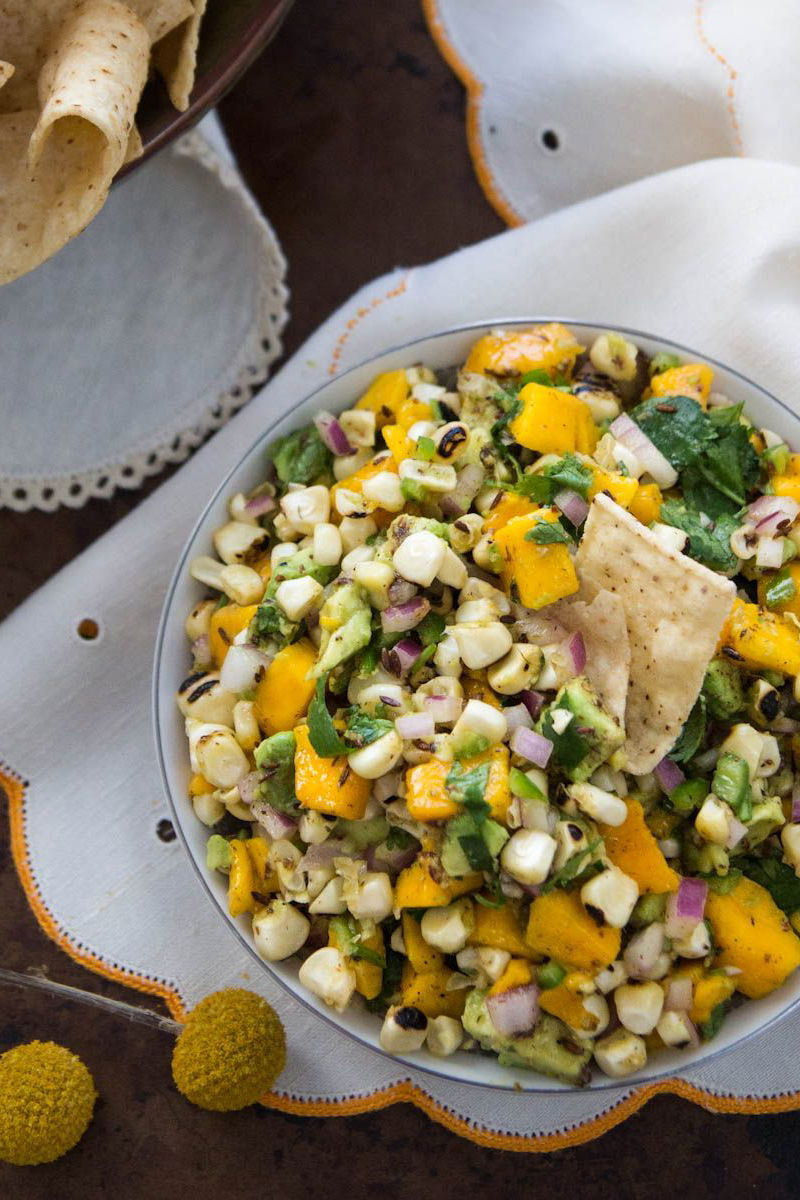 Mango Avocado Salsa with Flame Grilled Corn