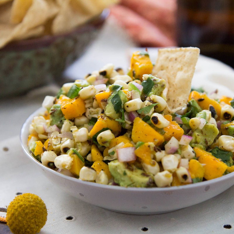 Mango Avocado Salsa with Flame Grilled Corn. Recipe by indiaphile.info