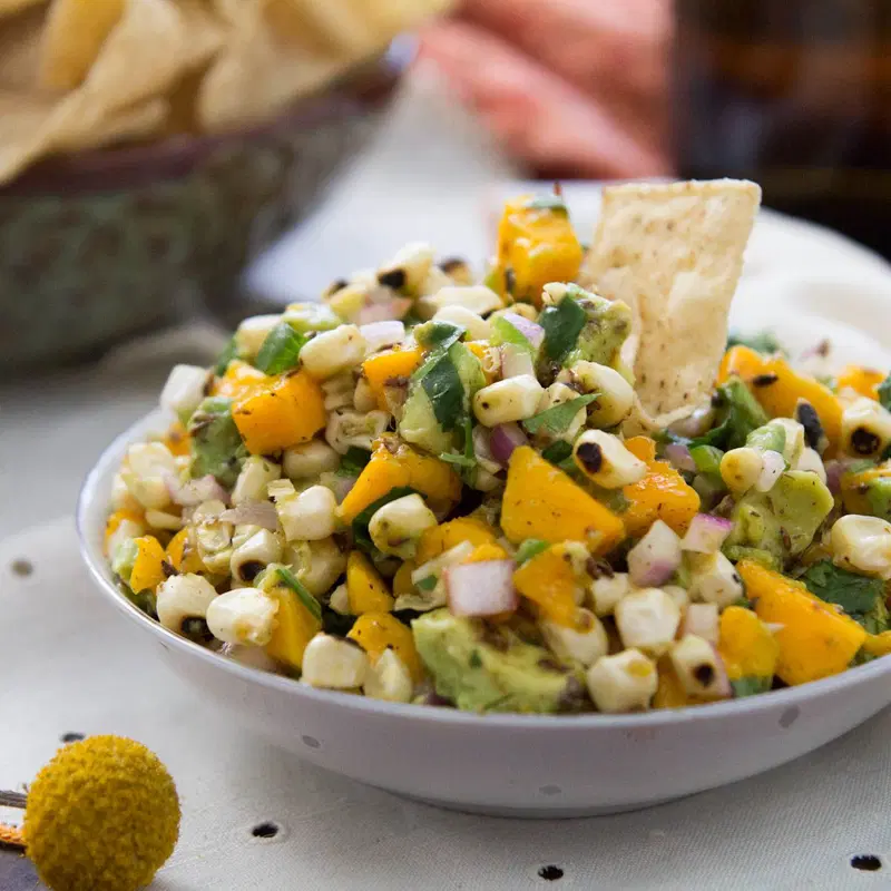 Mango Avocado Salsa with Flame Grilled Corn. Recipe by indiaphile.info