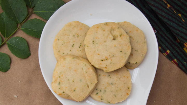 Citrus and Curry Leaf Shortbread Cookies recipe at Indiaphile.info