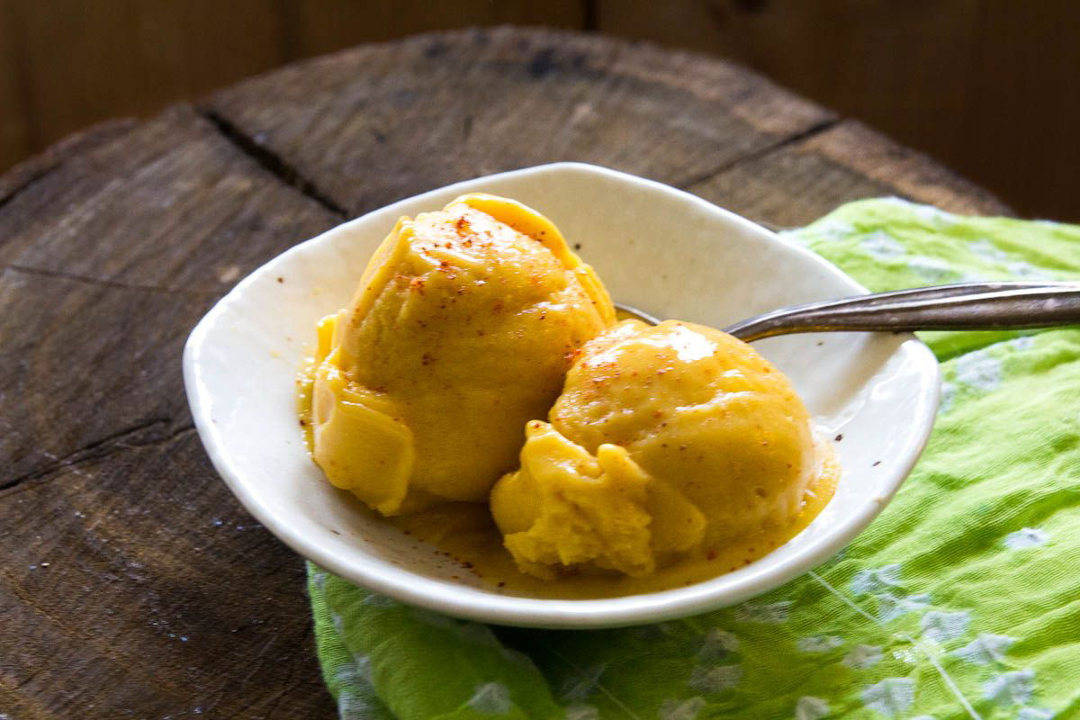 Five Minute Mango Chili Sorbet