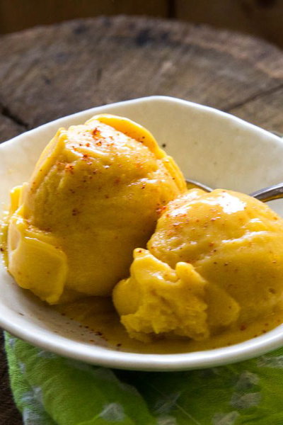Five Minute Mango Chili Sorbet