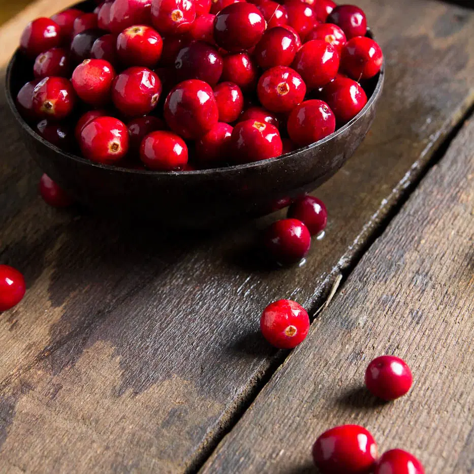 A bowl of cranberries
