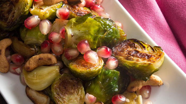 Pan Roasted Brussel Sprouts and Pomegranate Salad recipe and Indiaphile.info