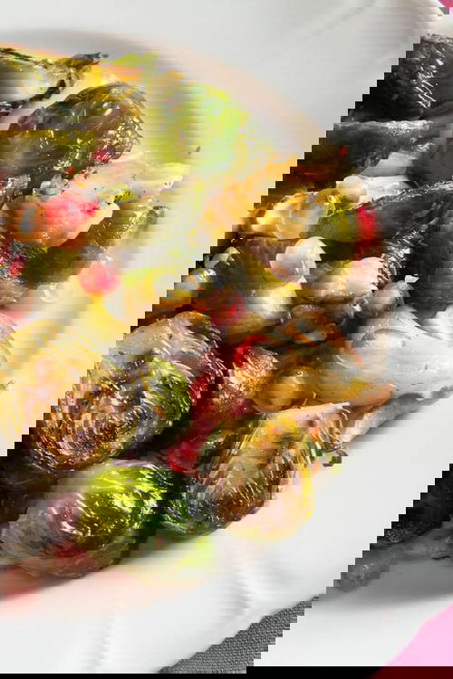 Pan Roasted Brussels Sprouts with Pomegranate