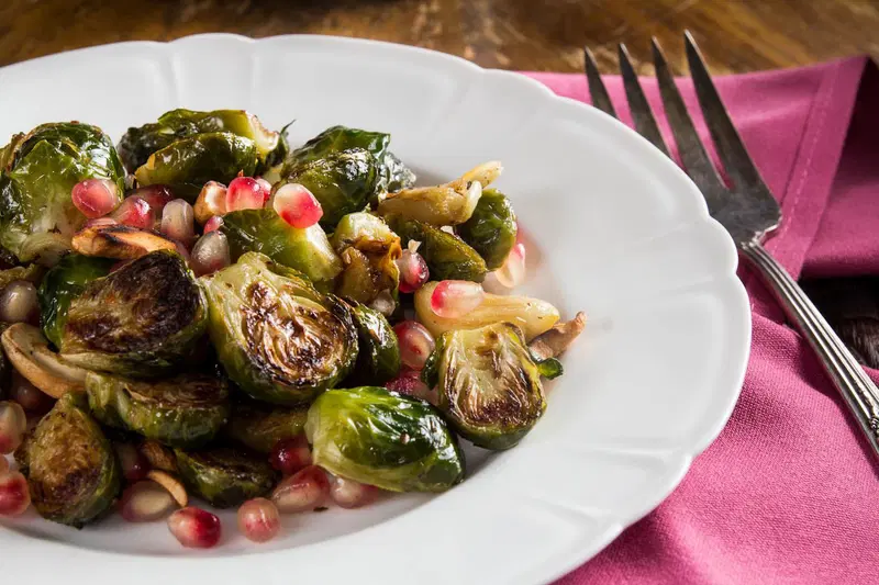 Pan Roasted Brussel Sprouts and Pomegranate Salad recipe and Indiaphile.info