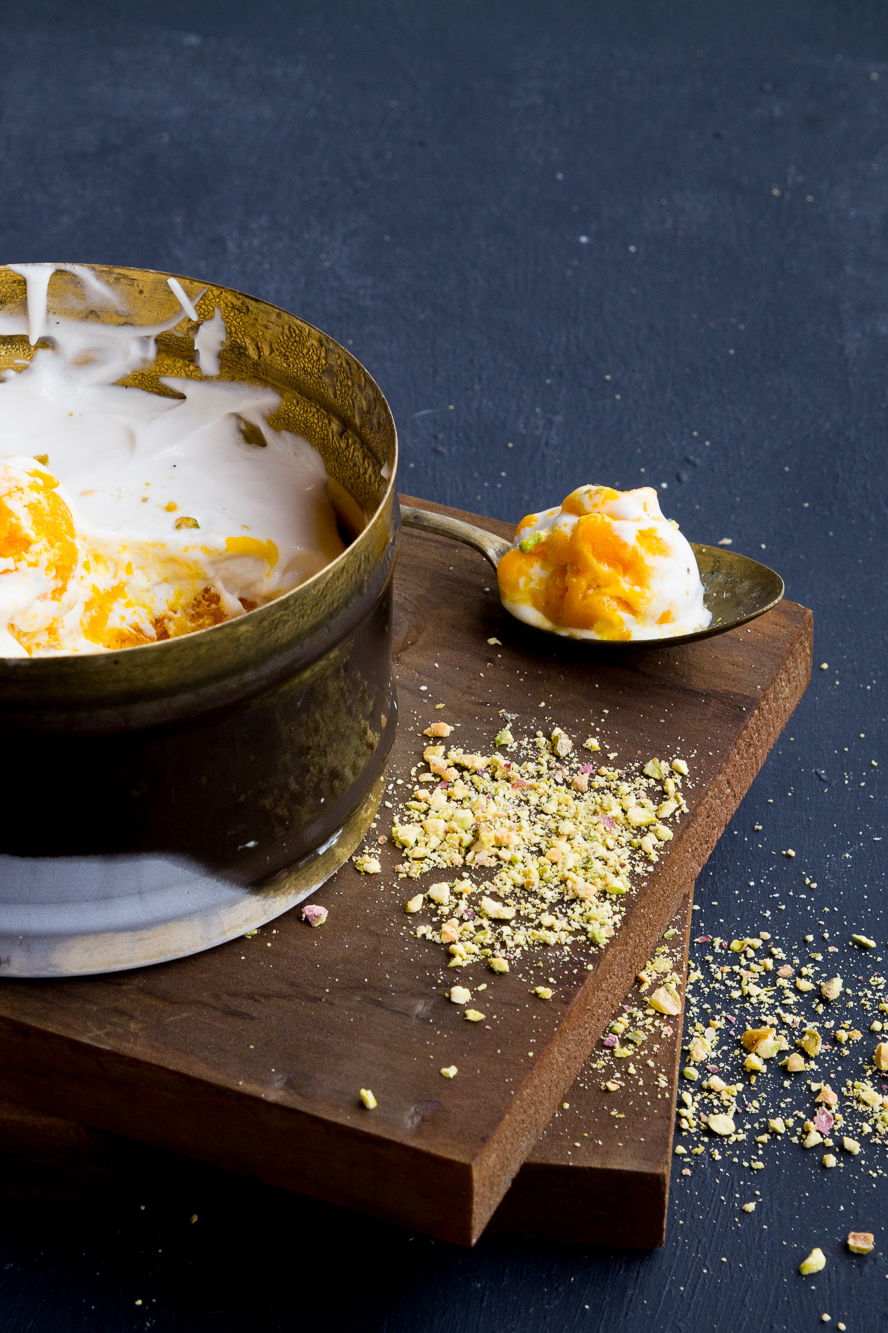 No-Churn Mango Swirl Ice Cream