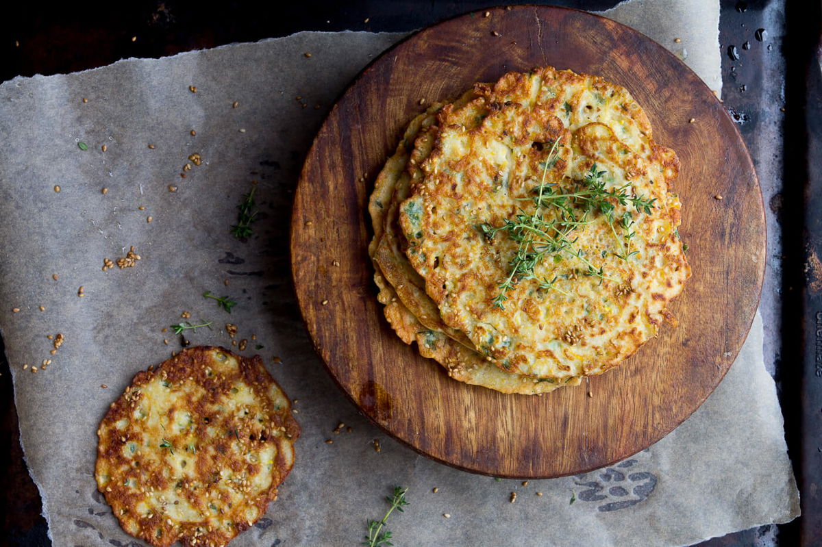 Savory Zucchini Pancakes by Indiaphile.info