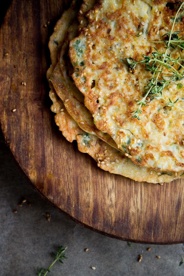 Zucchini Dangela (Savory Zucchini Pancakes) with Sesame Seeds