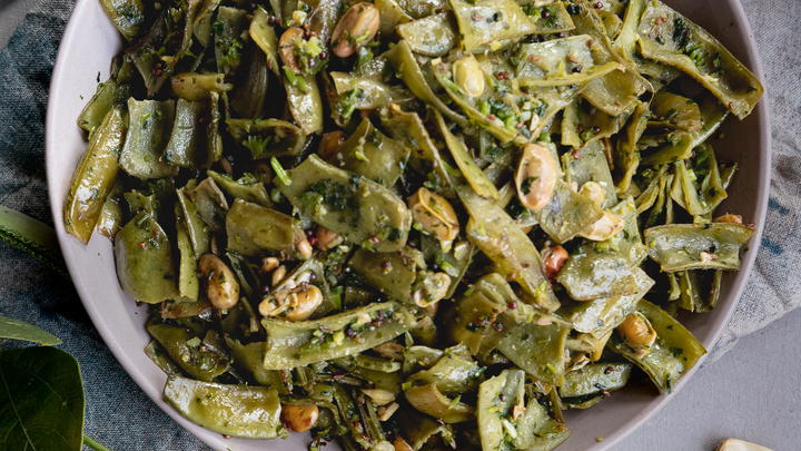 Bowl of papdi nu shaak