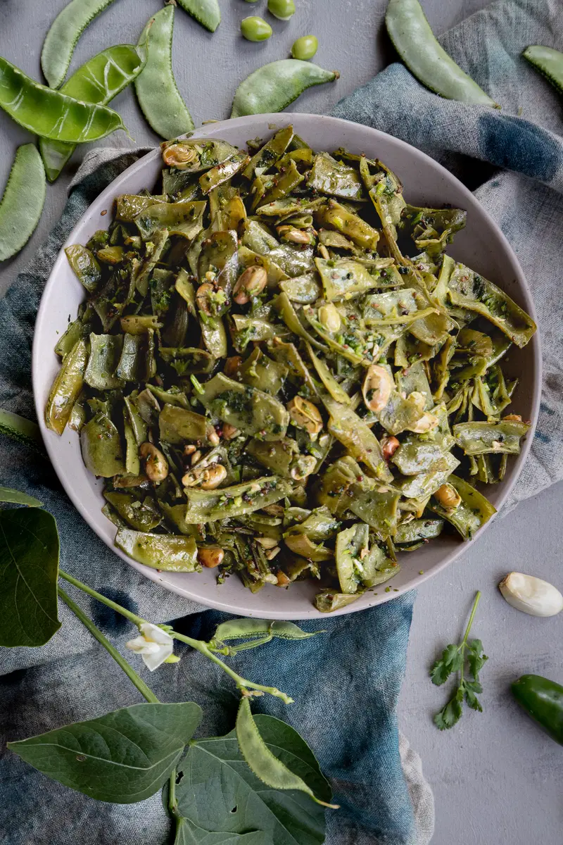 Bowl of papdi nu shaak