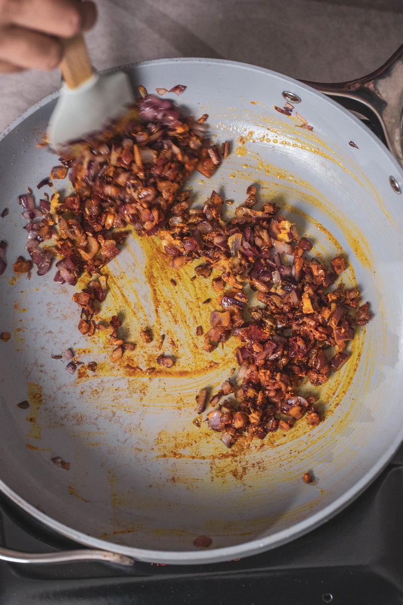 Cook the onions.