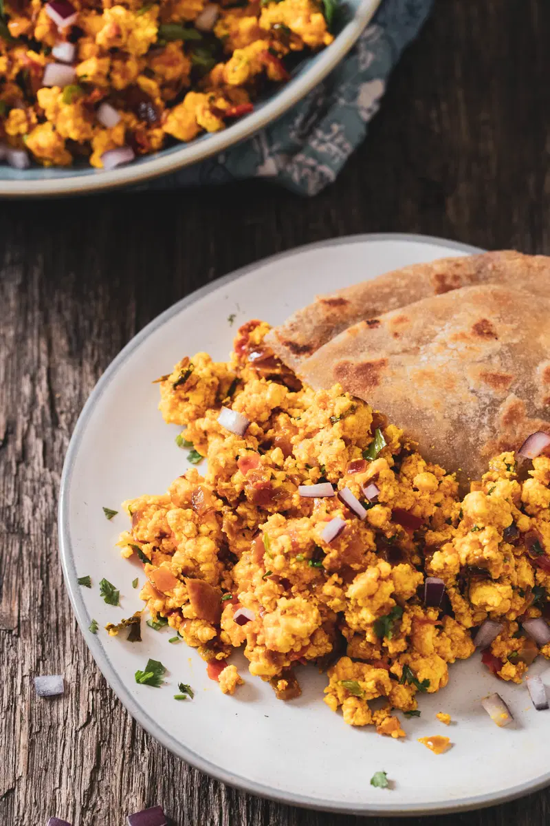 A plate of paneer bhirji.