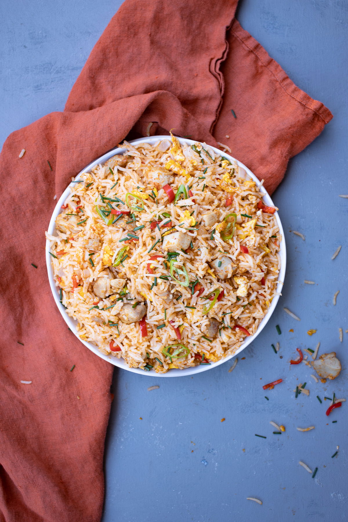 Chicken fried rice on a plate