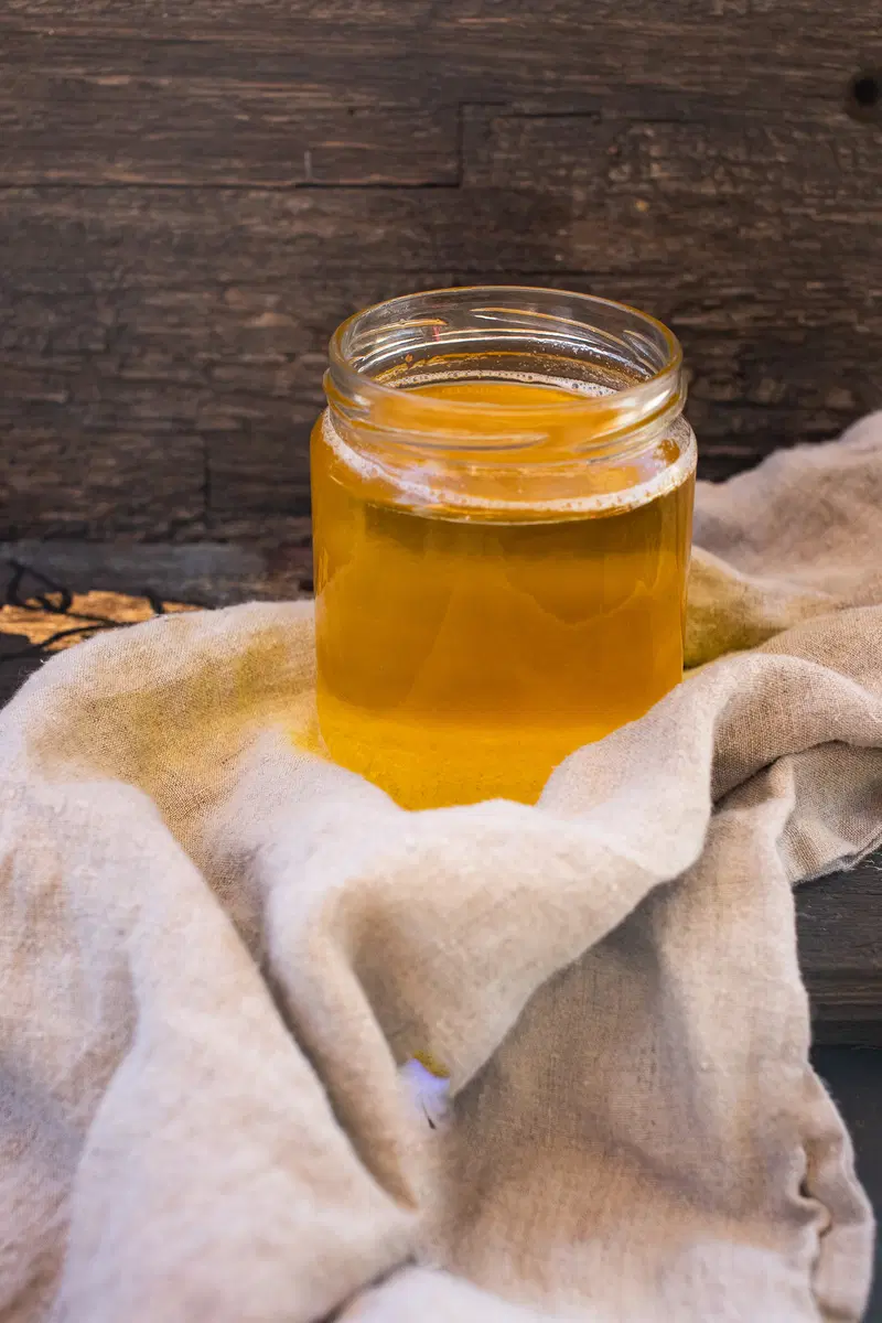 Melted ghee in a jar