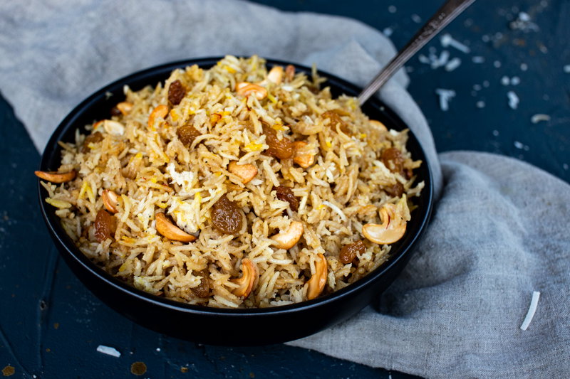 Bowl of narali bhat