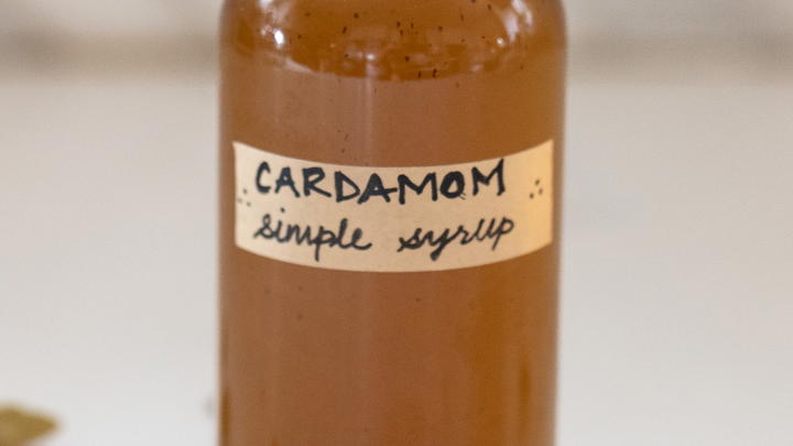 Bottle of Cardamom simple syrup