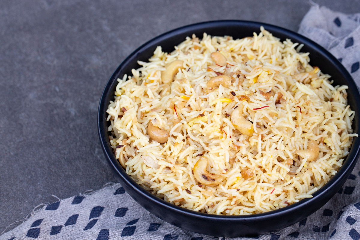Bowl of Indian-style rice pulao