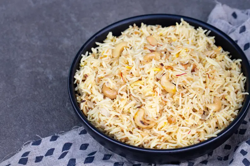 Bowl of Indian-style rice pulao