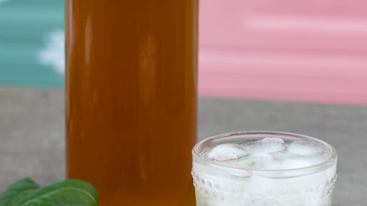 Paan cordial with a paan liqueur soda drink in foreground