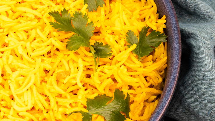 Bowl of garlic turmeric rice