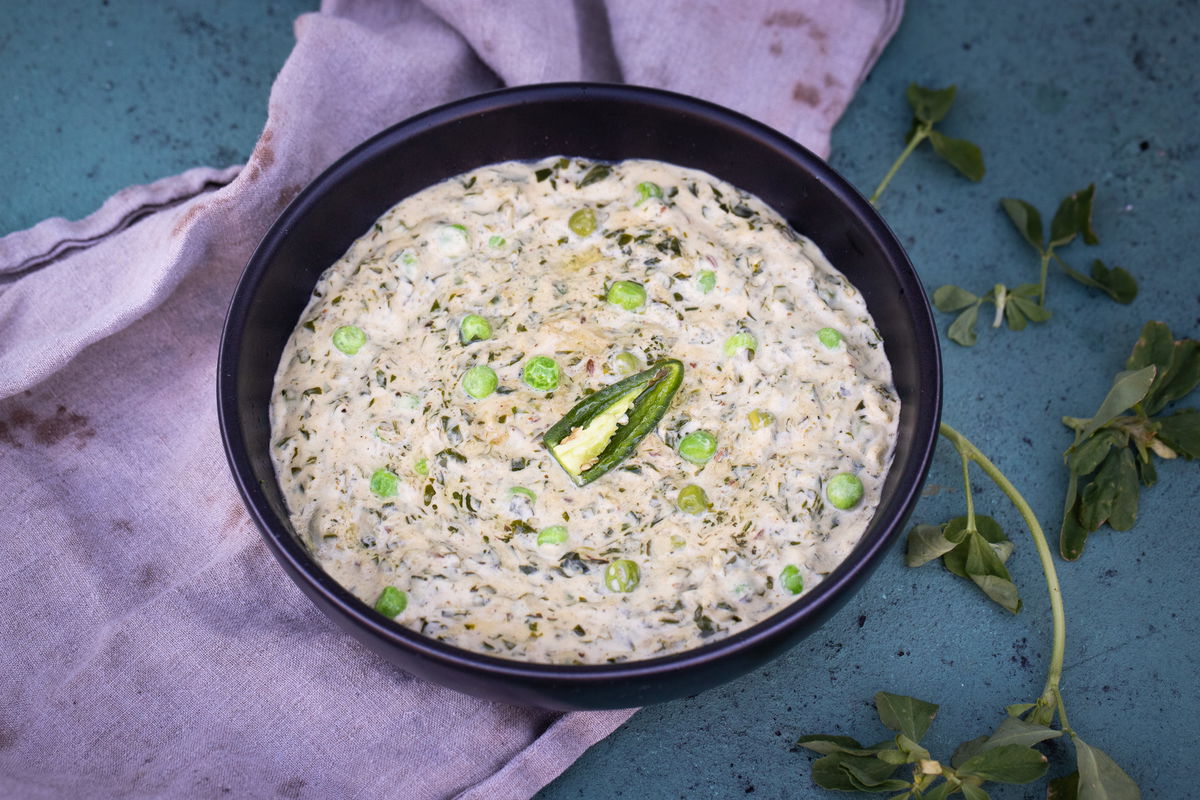 Bowl of Methi Matar Malai