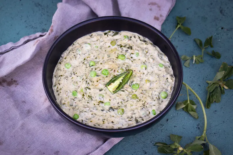 Bowl of Methi Matar Malai
