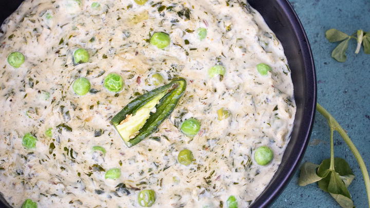 Bowl of methi matar malai