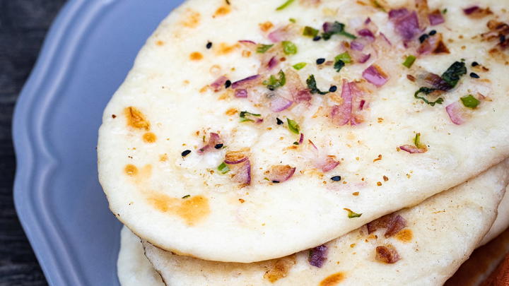 Onion kulcha on a plate