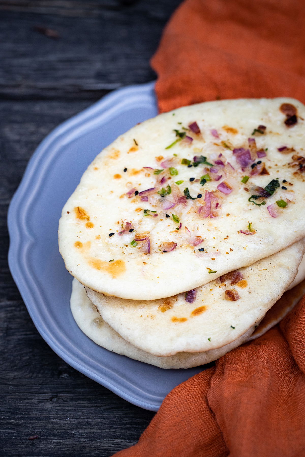 Onion kulcha on a plate