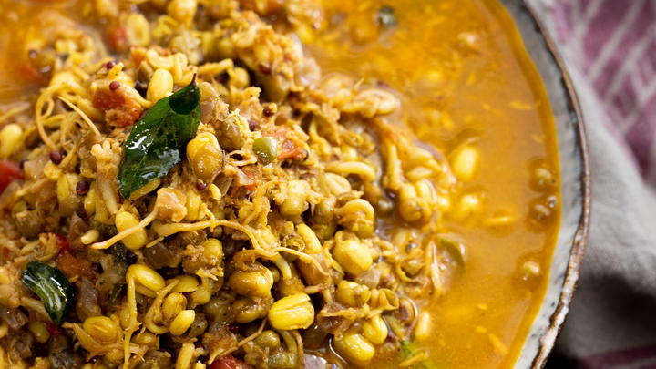 Bowl of sprouted moong dal