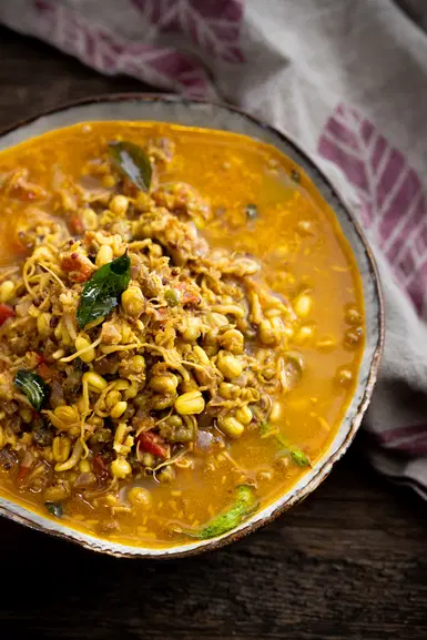 Bowl of sprouted moong dal