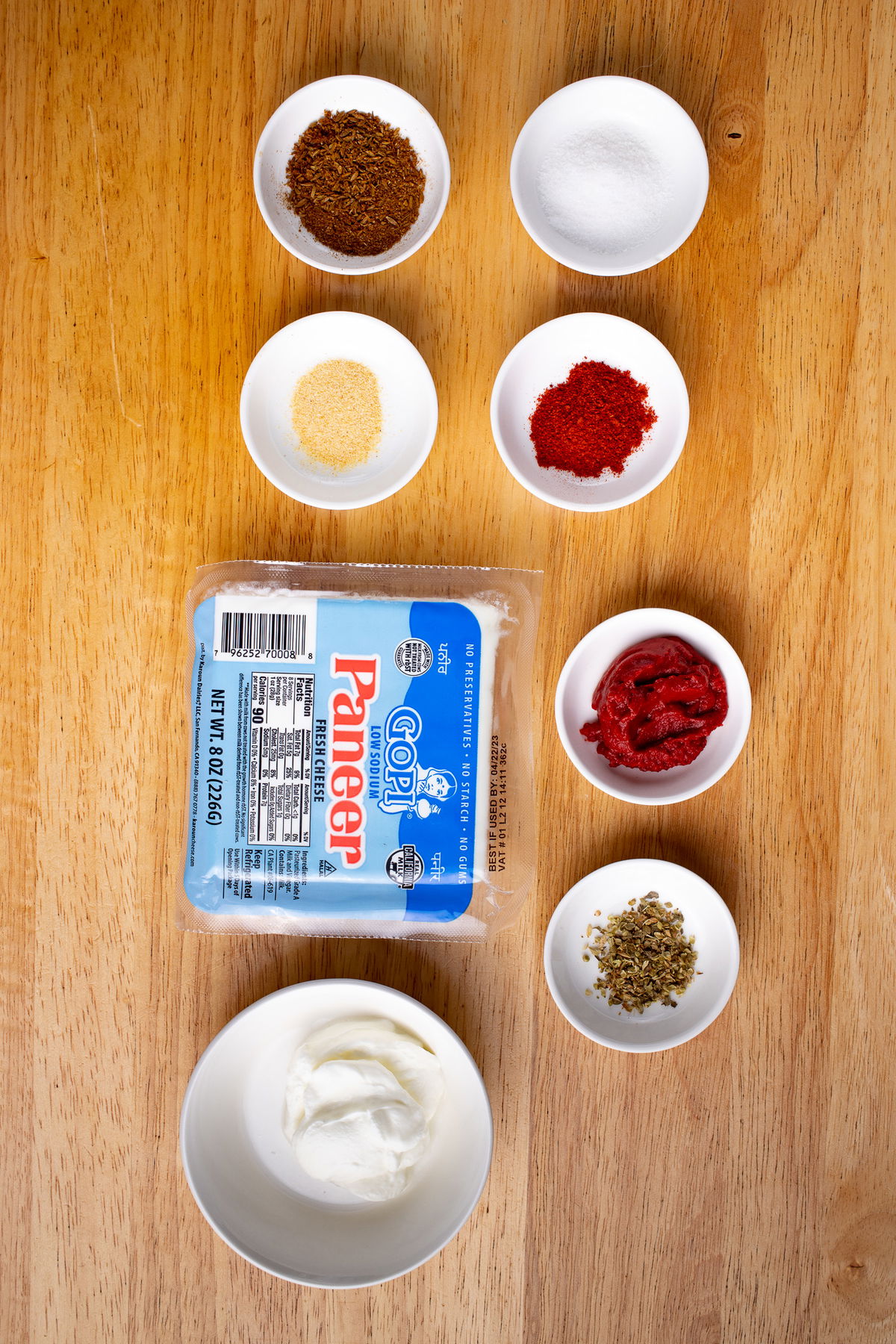 Paneer and paneer marinade ingredients