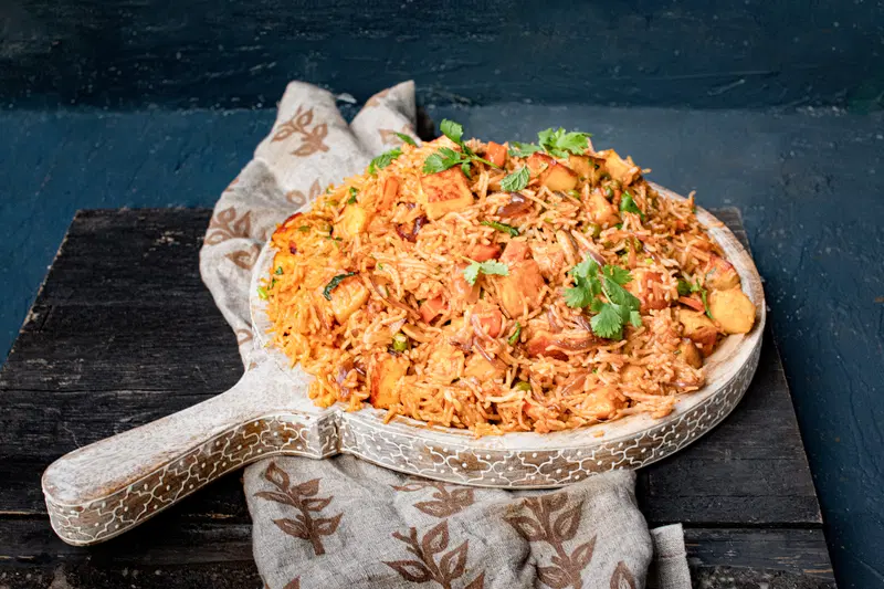 A plate of paneer pulao