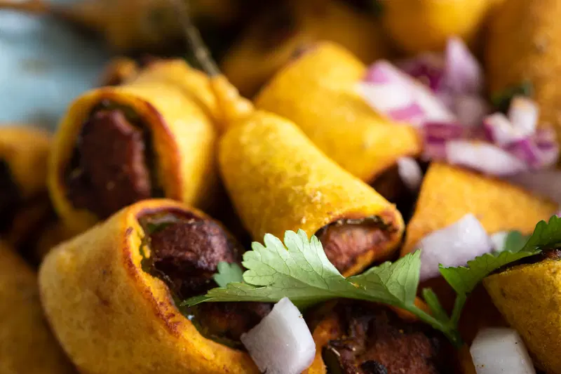 Close up image of cut mirchi