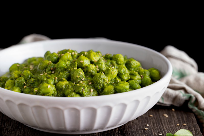 Bowl of lila chana nu shaak