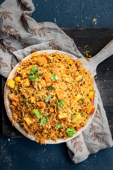 A plate of paneer pulao