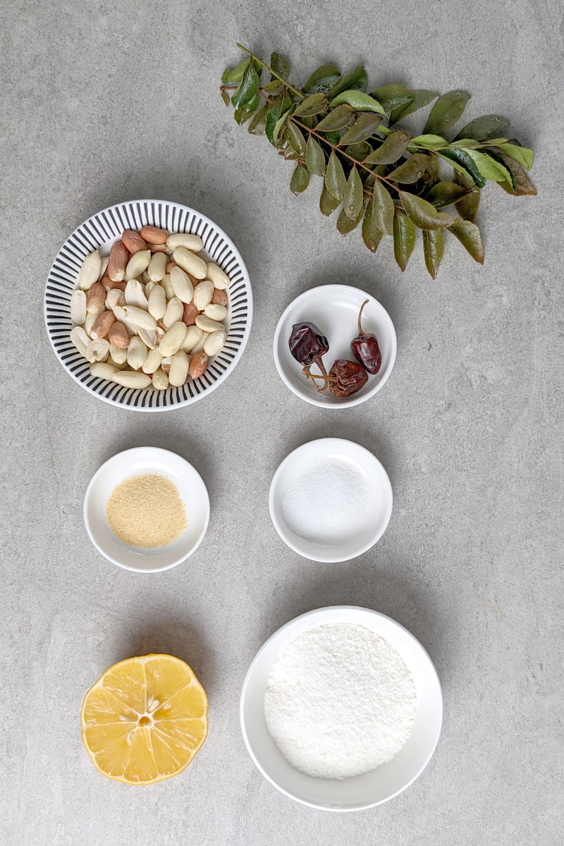 Ingredients for coconut peanut chutney