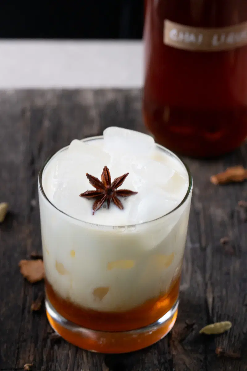 Star anise on top of chai white russian